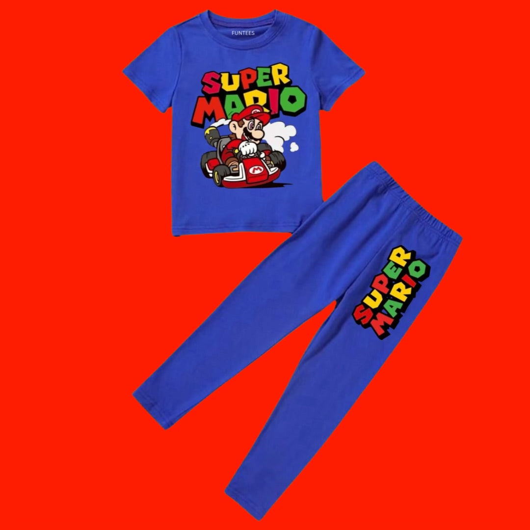 Mousse Blue Mario Print Joggers