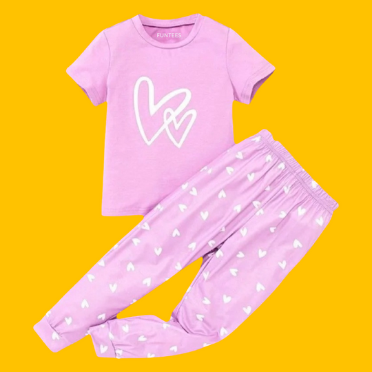 PURPLE HEART SUMMER TROUSER SET             ( 2 - 4 YEARS )