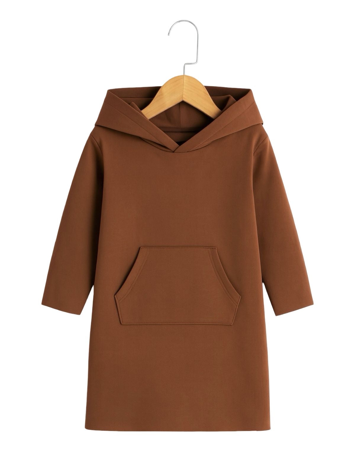 BROWN LONG FLEECE HOODIE