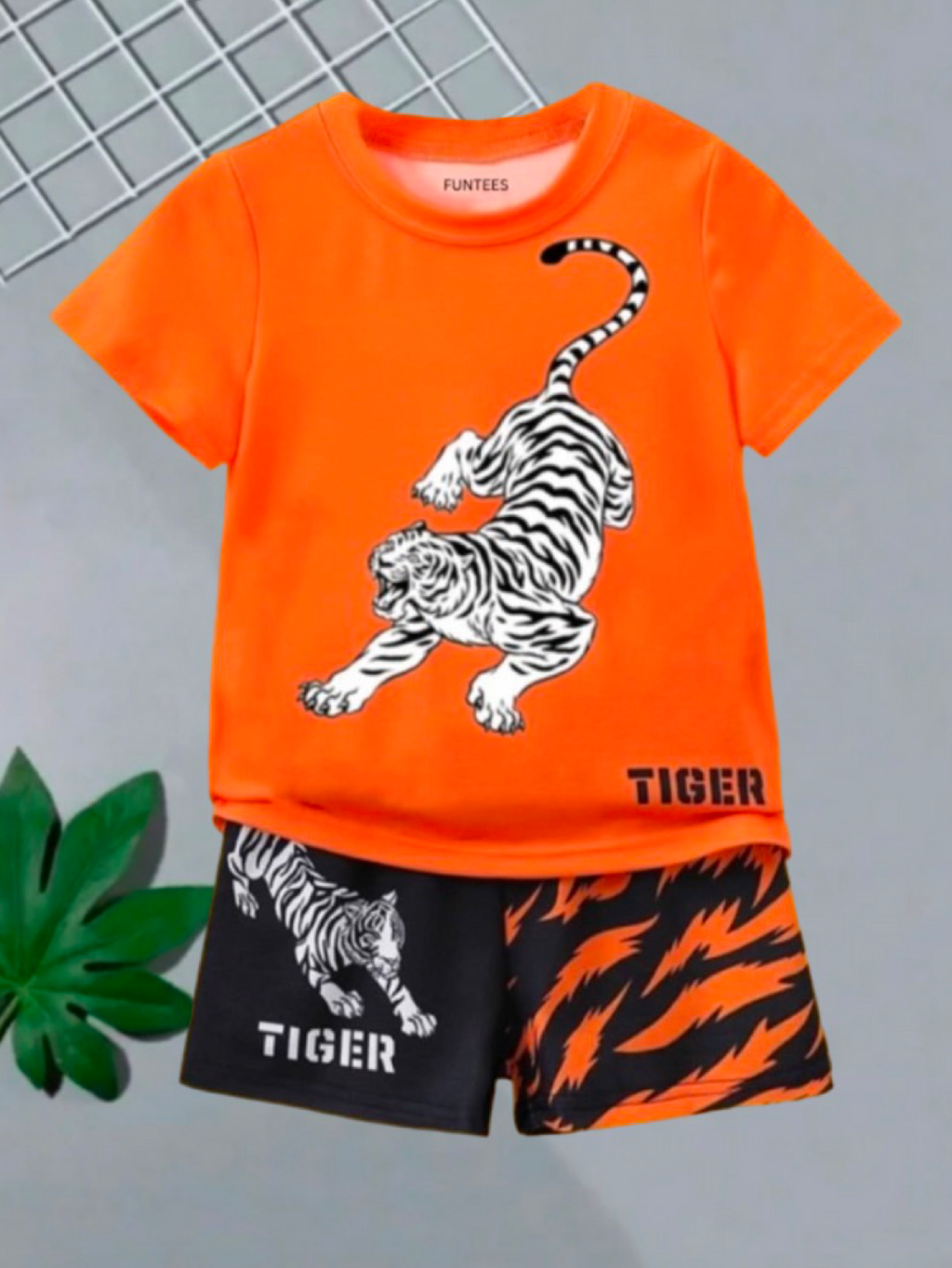 ORANGE TIGER SHORT SET