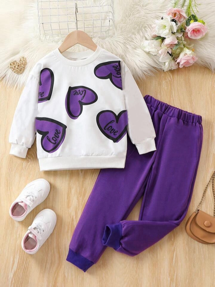 WHITE PURPLE LOVE FLEECE PAIR