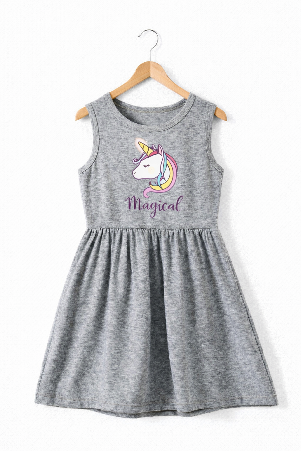 GREY MAGICAL UNICORN SUMMER FROCK
