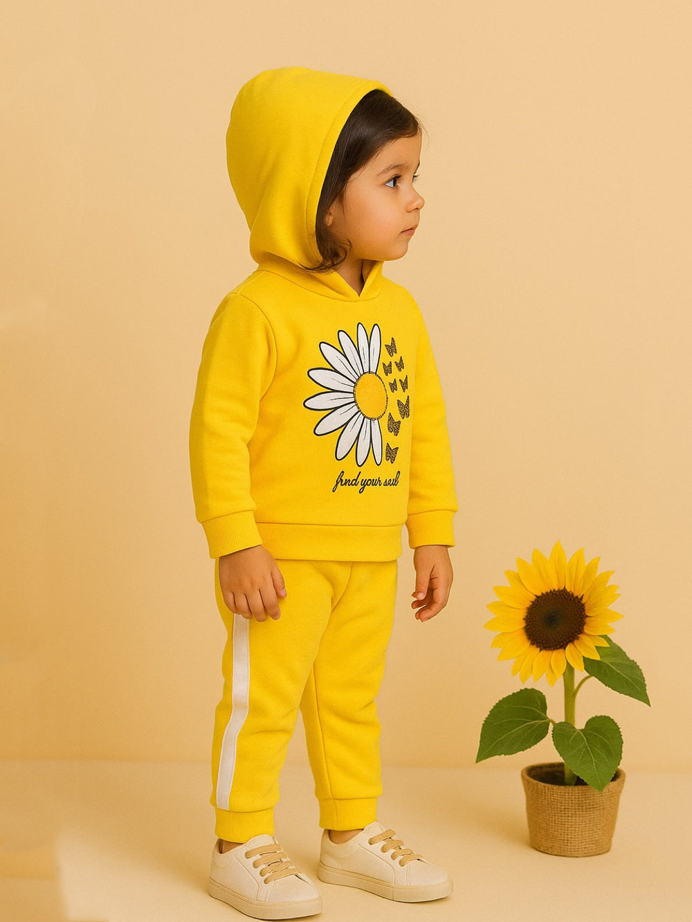 YELLOW BUTTERFLIES & FLOWER FLEECE PAIR