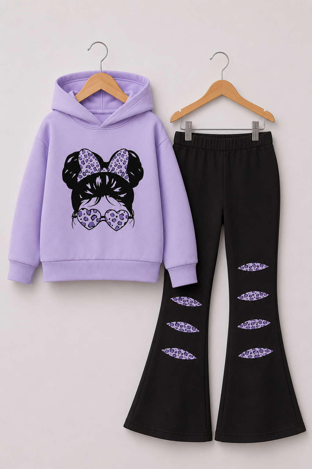 PURPLE GIRL WIDE LEG FLEECE PAIR