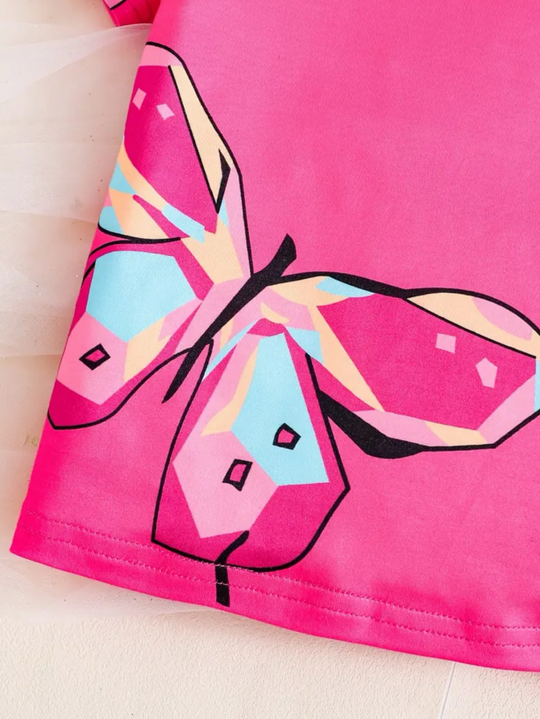 PINK BUTTERFLY WIDE LEG SUMMER SET