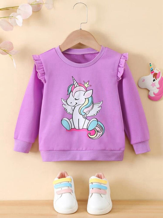 PURPLE UNICORN FRIL FLEECE SWEATSHIRT