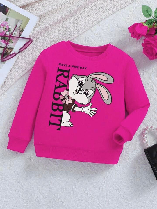 HOT PINK RABBIT FLEECE SWEATSHIRT