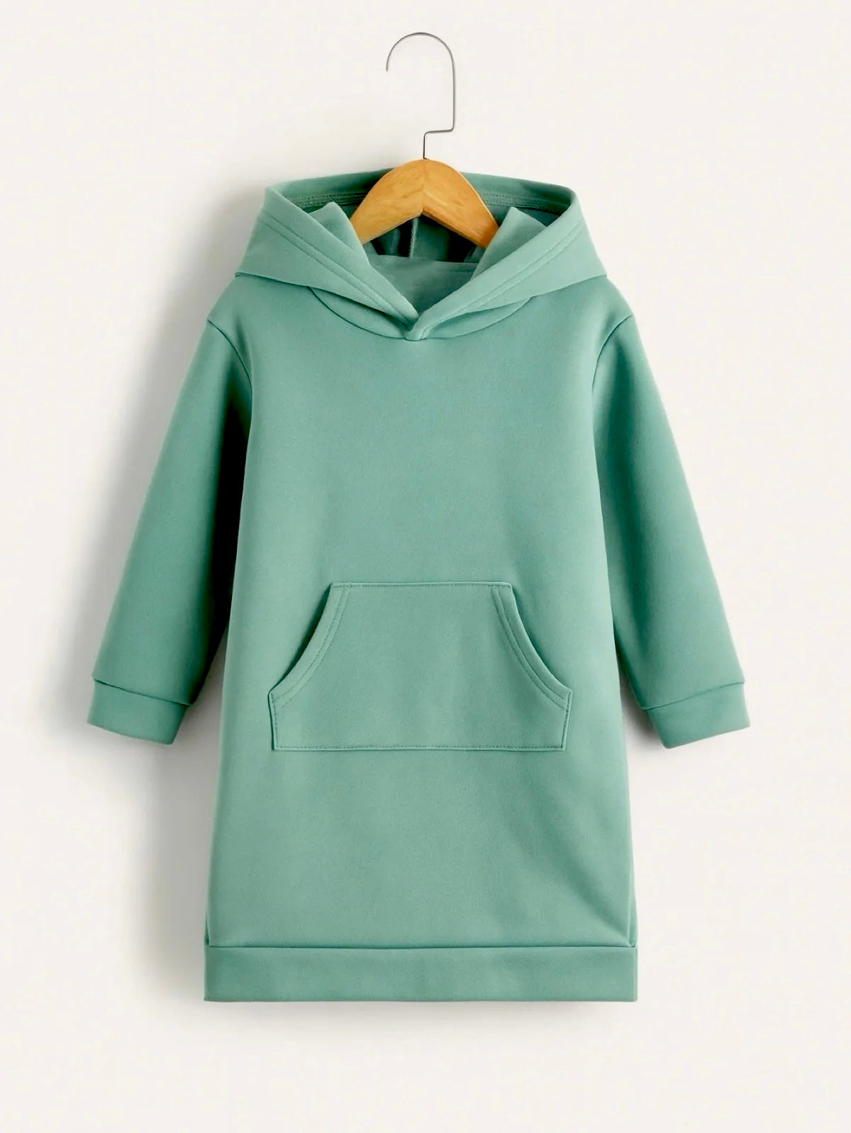 SEA GREEN LONG FLEECE HOODIE