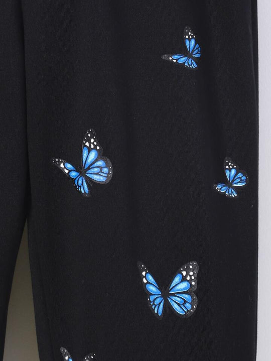 BLACK BUTTERFLY FLEECE TROUSER