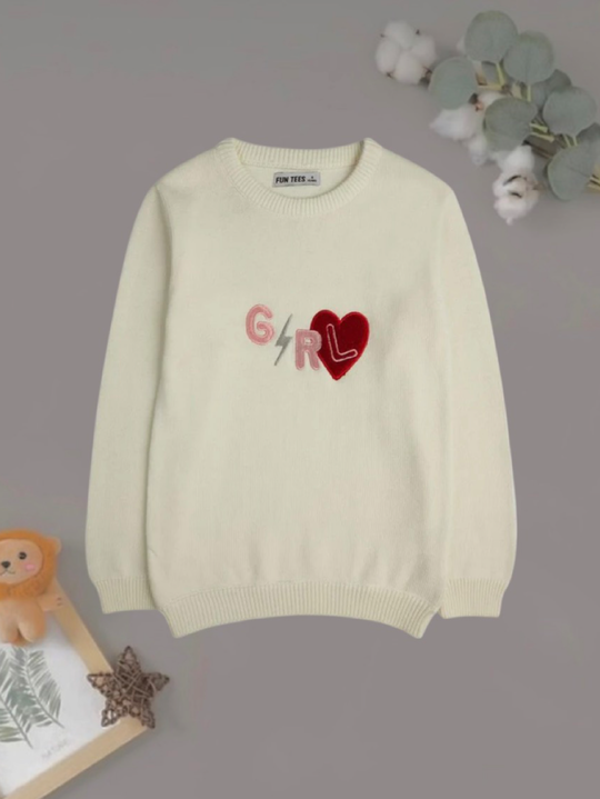 GIRL EMBROIDERY HEART SWEATER