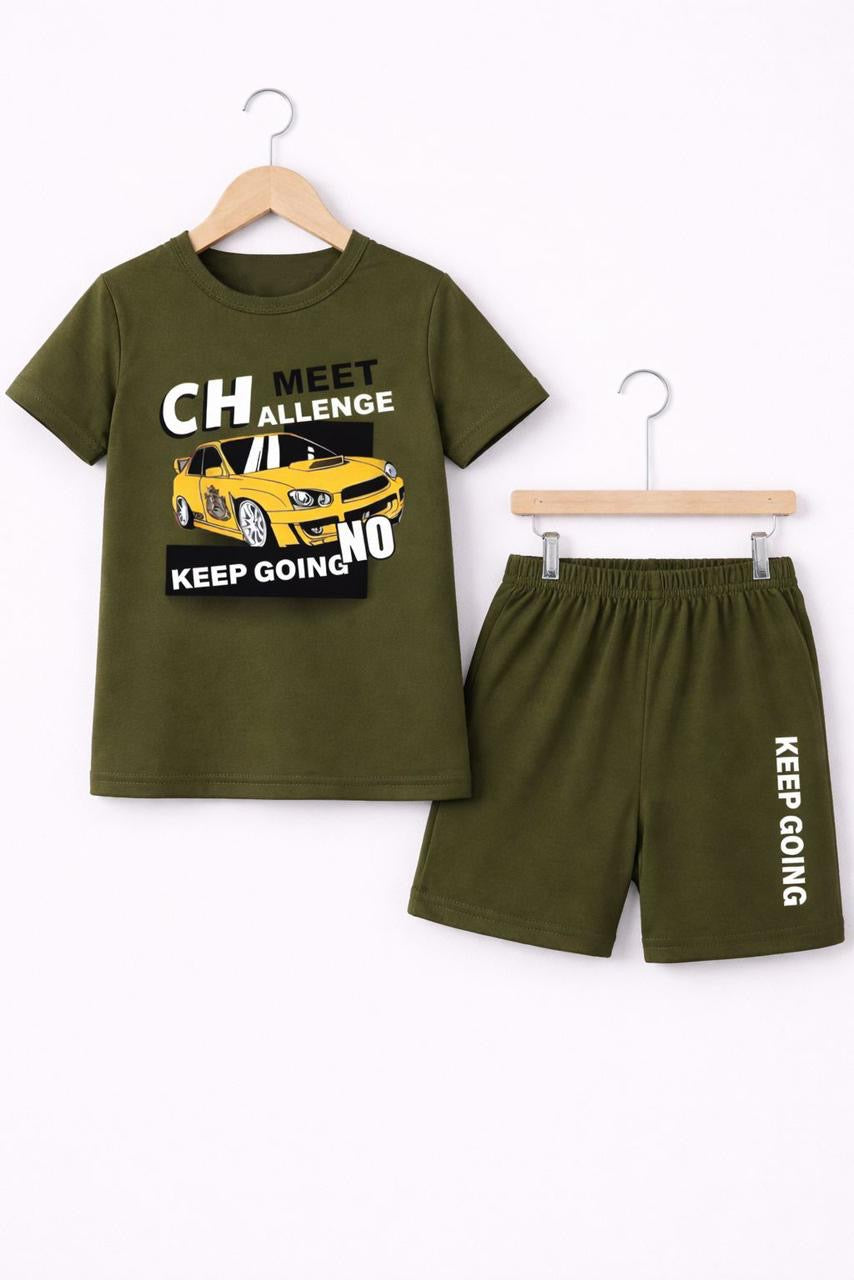 OLIVE CAR SHORT SET