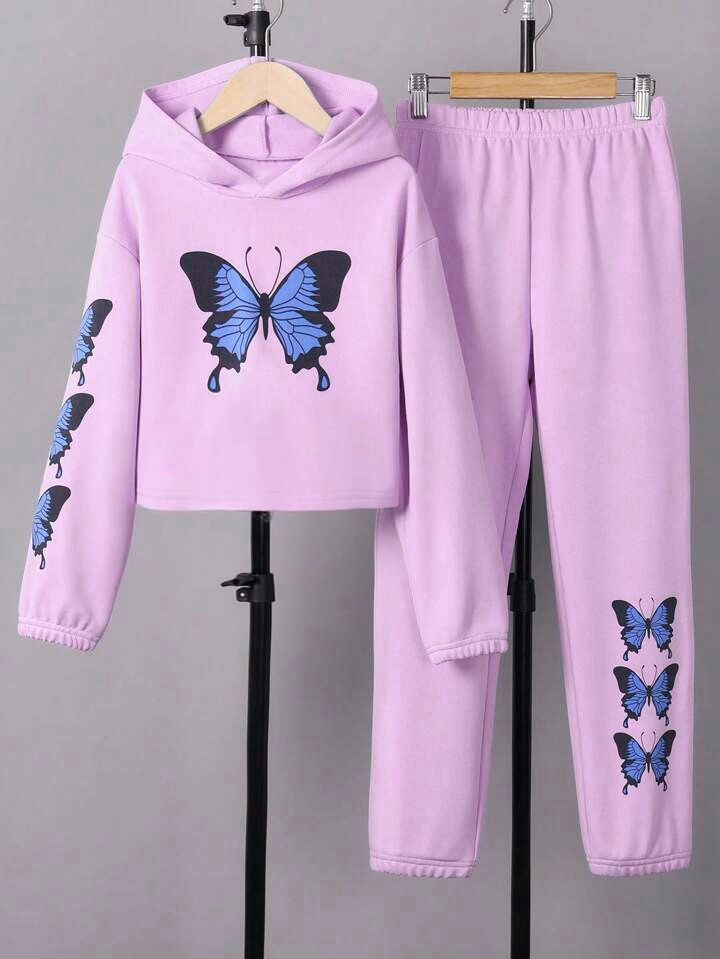PURPLE ALL OVER BUTTERFLY FLEECE PAIR