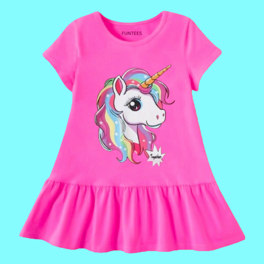 HOT PINK UNICORN SUMMER FROCK