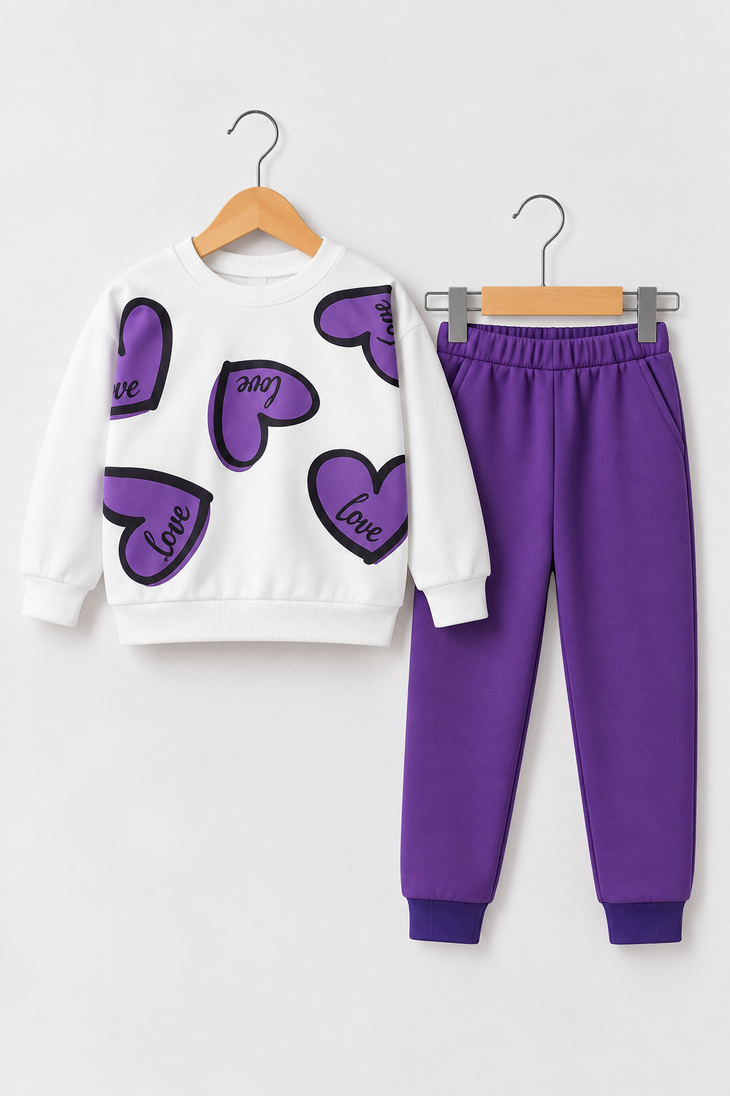 WHITE PURPLE LOVE FLEECE PAIR
