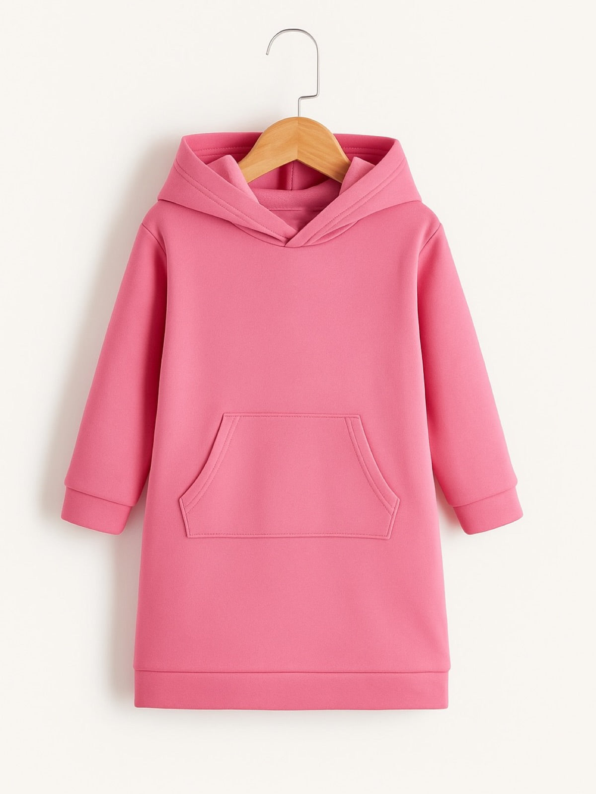 PINK LONG FLEECE HOODIE