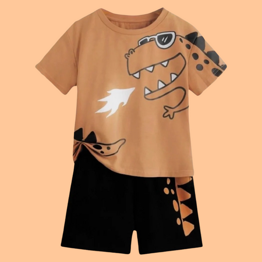 BROWN DINO REX SHORT SET