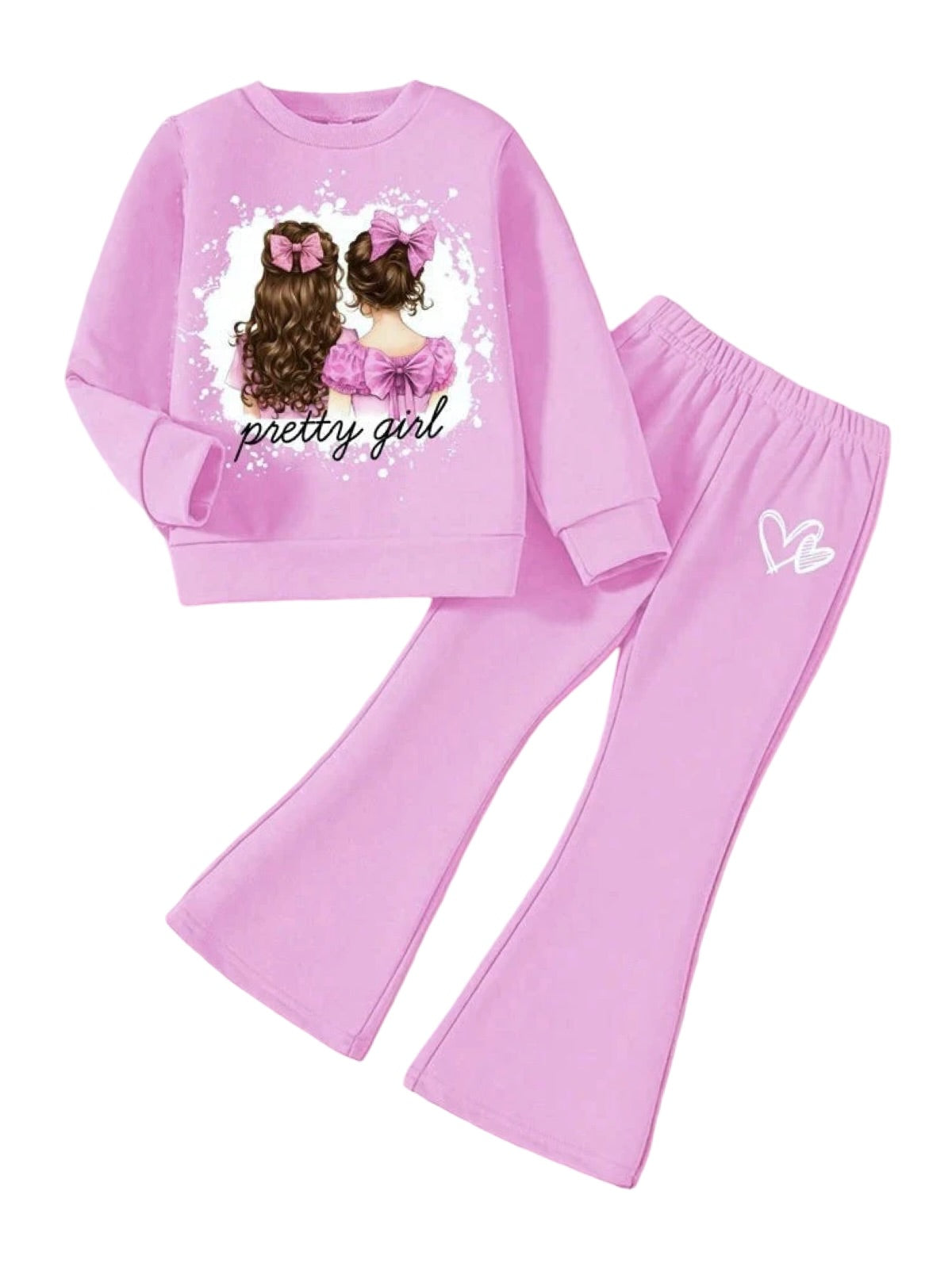 PINK PRETTY GIRL WIDE LEG FLEECE PAIR