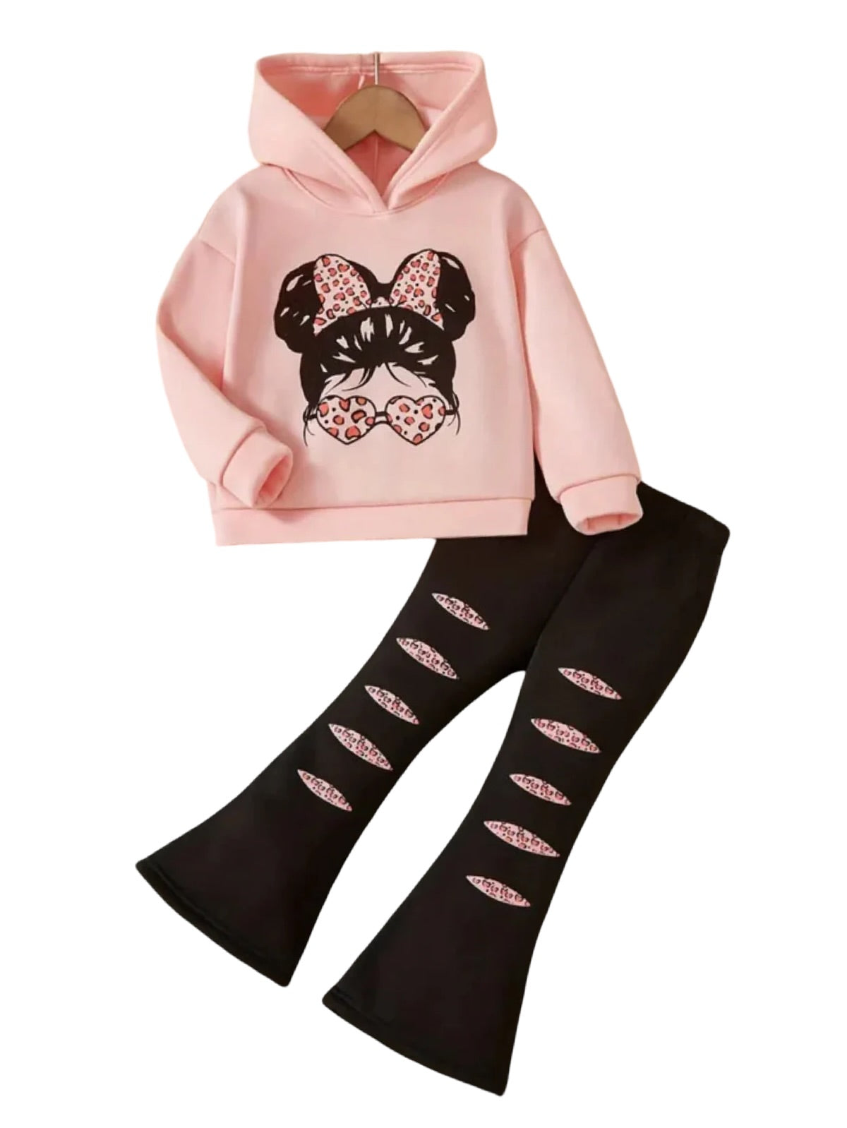 LIGHT PEACH GIRL WIDE LEG FLEECE PAIR