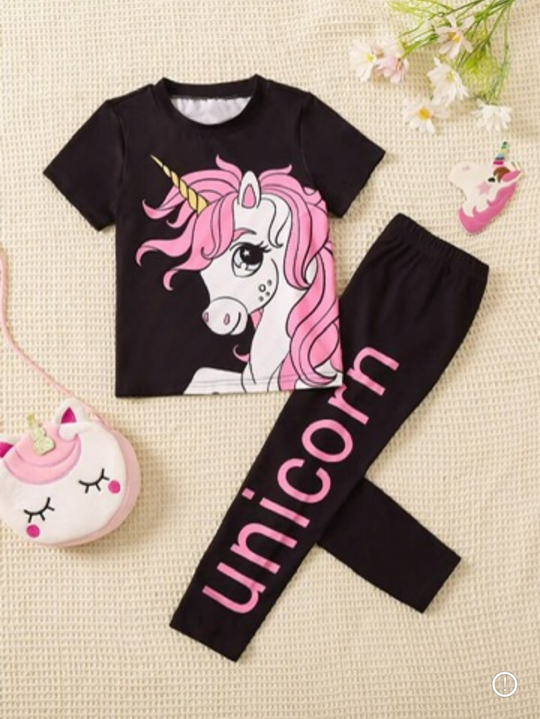 BLACK UNICORN TROUSER SET