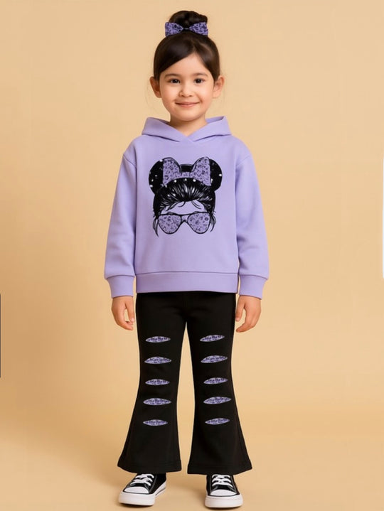PURPLE GIRL WIDE LEG FLEECE PAIR