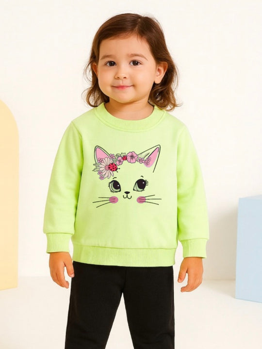 GREEN CAT FLEECE SWEATSHIRT