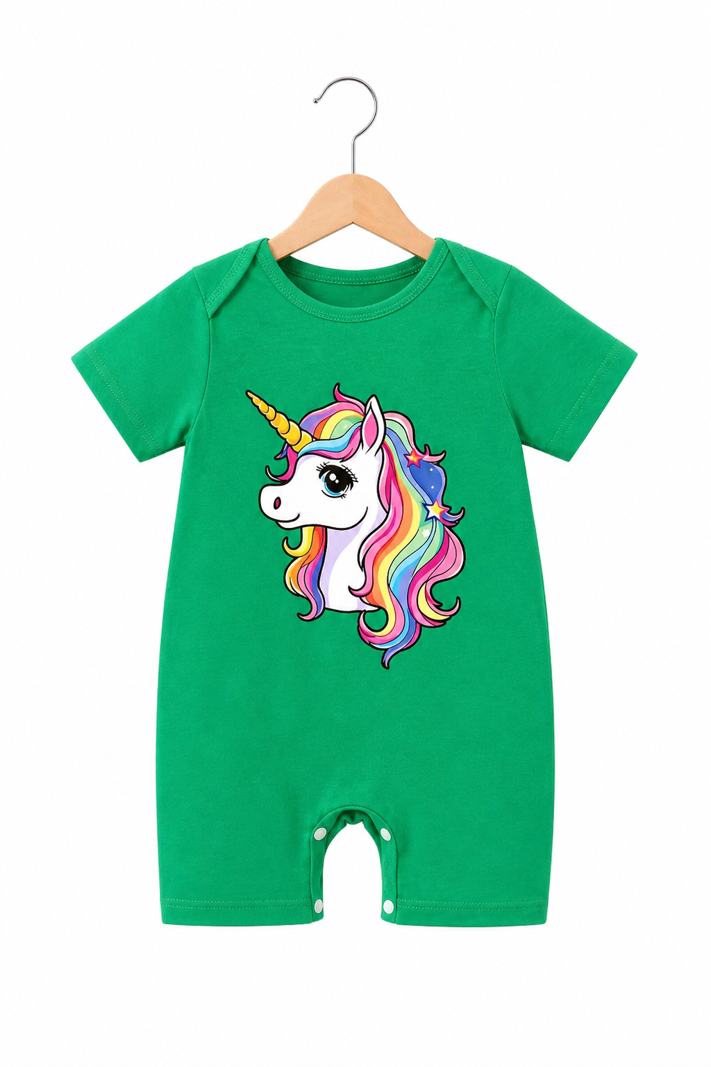 GREEN UNICORN ROMPER