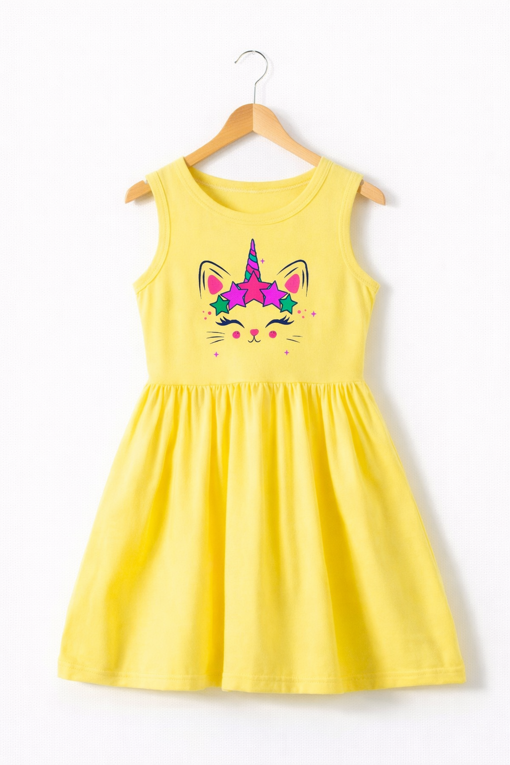 YELLOW CATICORN SUMMER FROCK