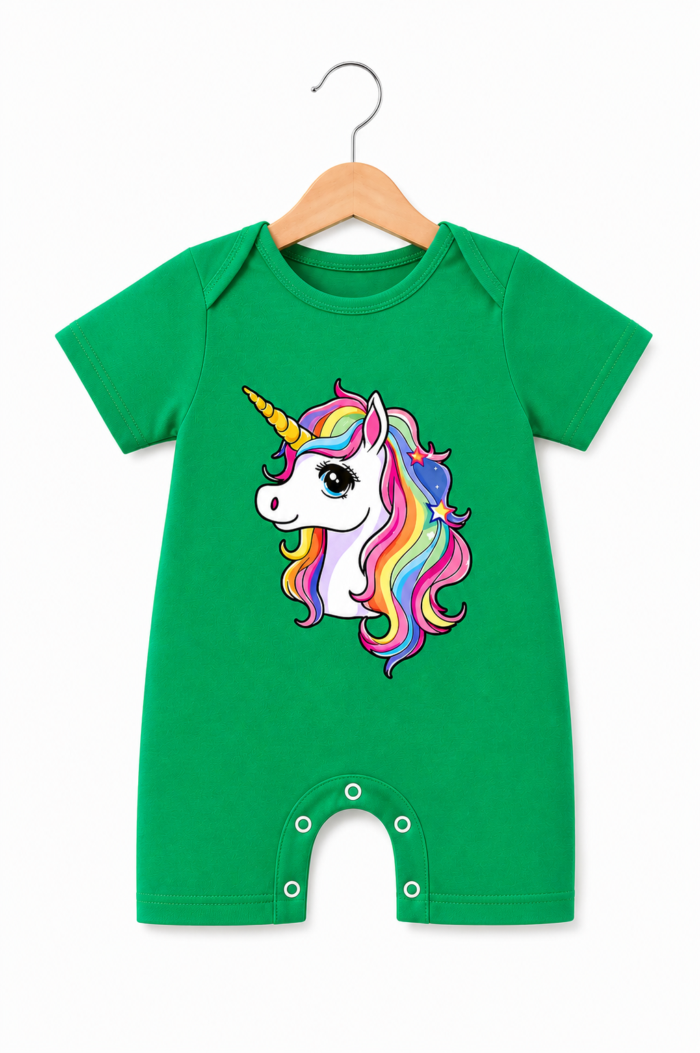 GREEN UNICORN ROMPER