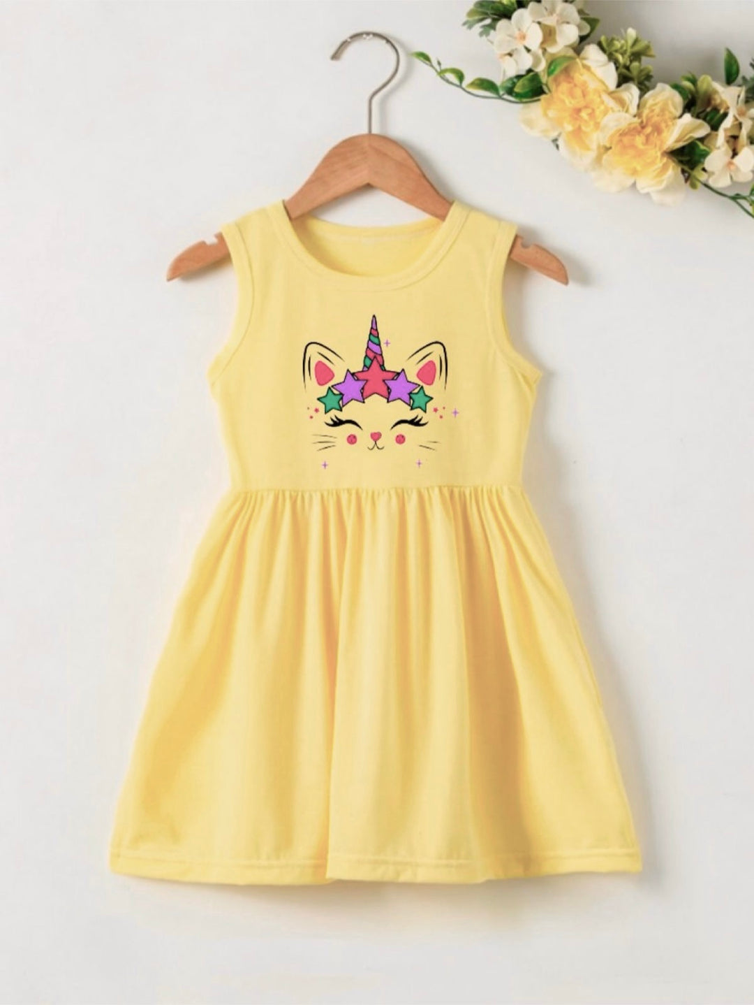YELLOW CATICORN SUMMER FROCK