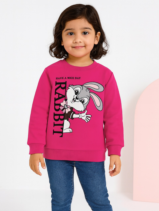 HOT PINK RABBIT FLEECE SWEATSHIRT