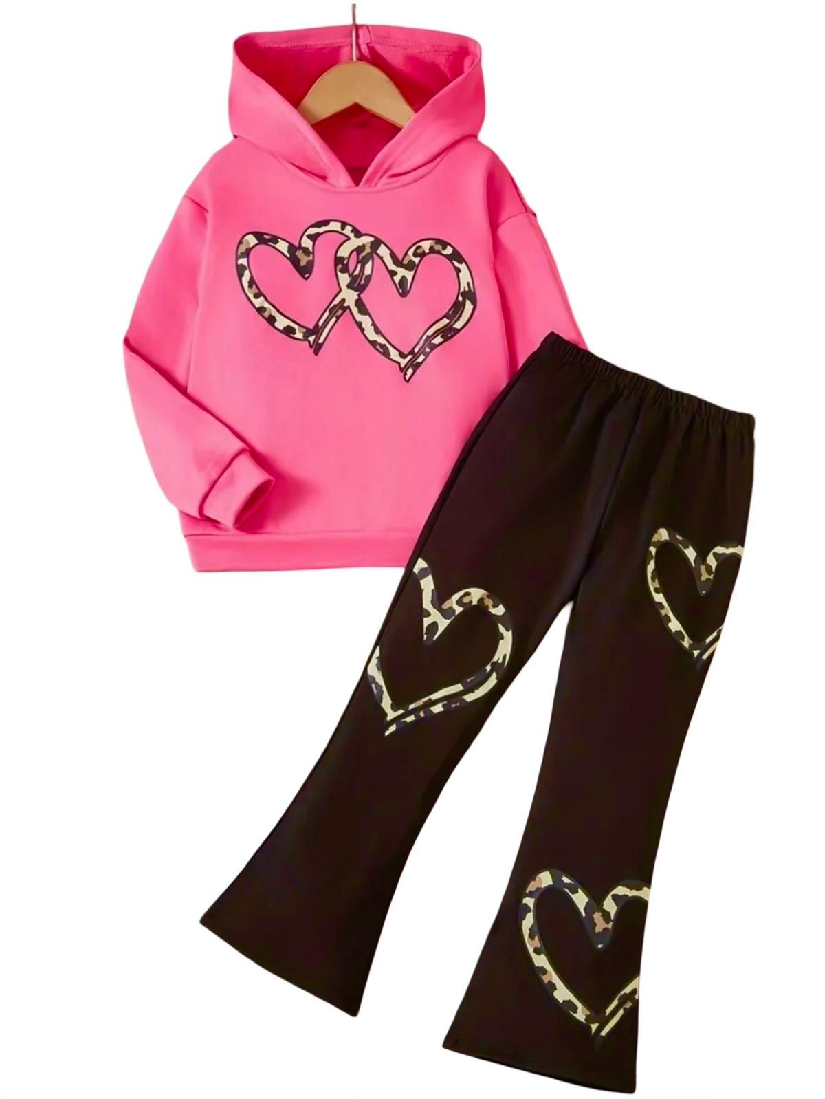 CAMOU HEART WIDE LEG FLEECE PAIR