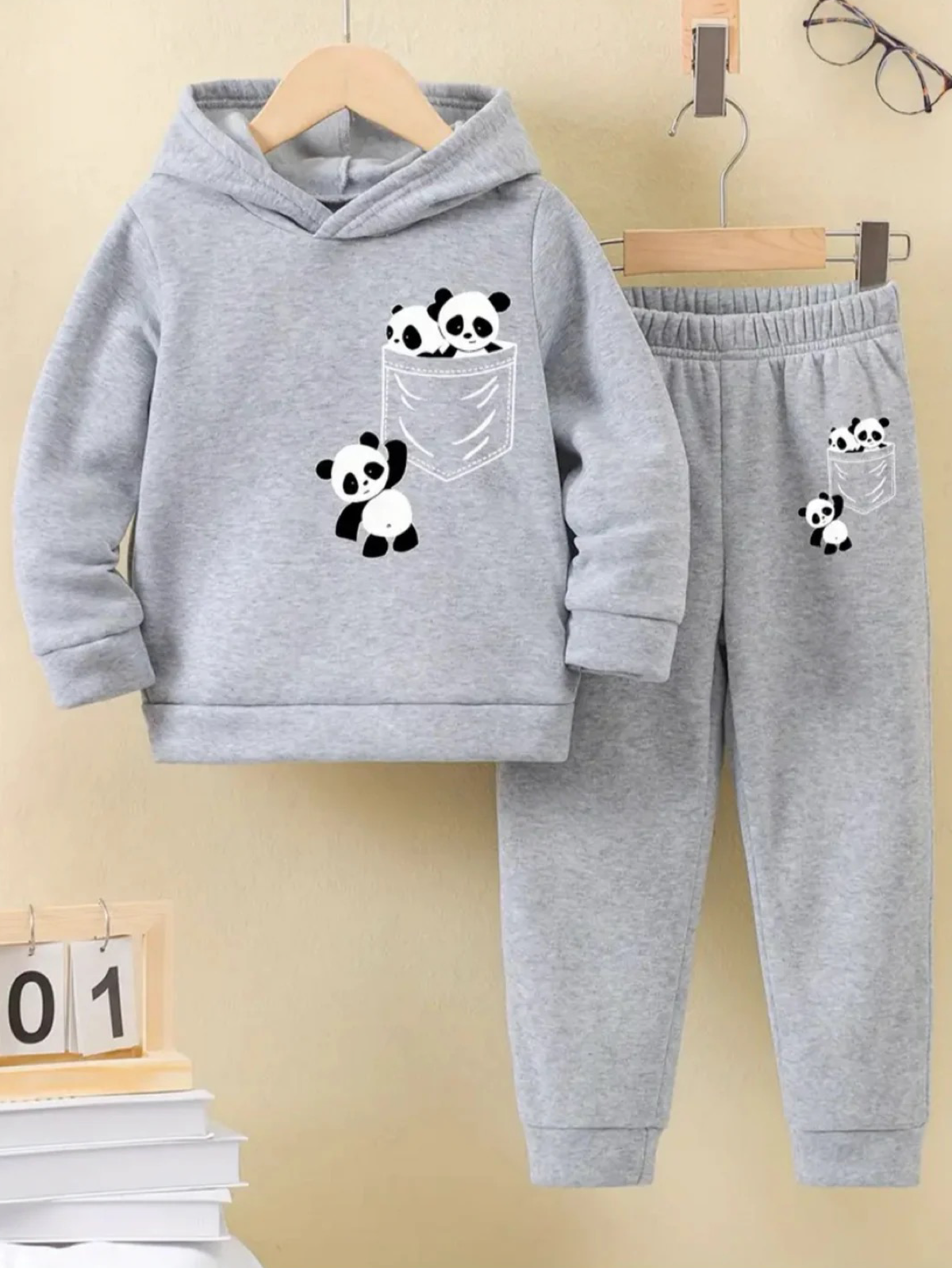 GREY PANDA FLEECE PAIR
