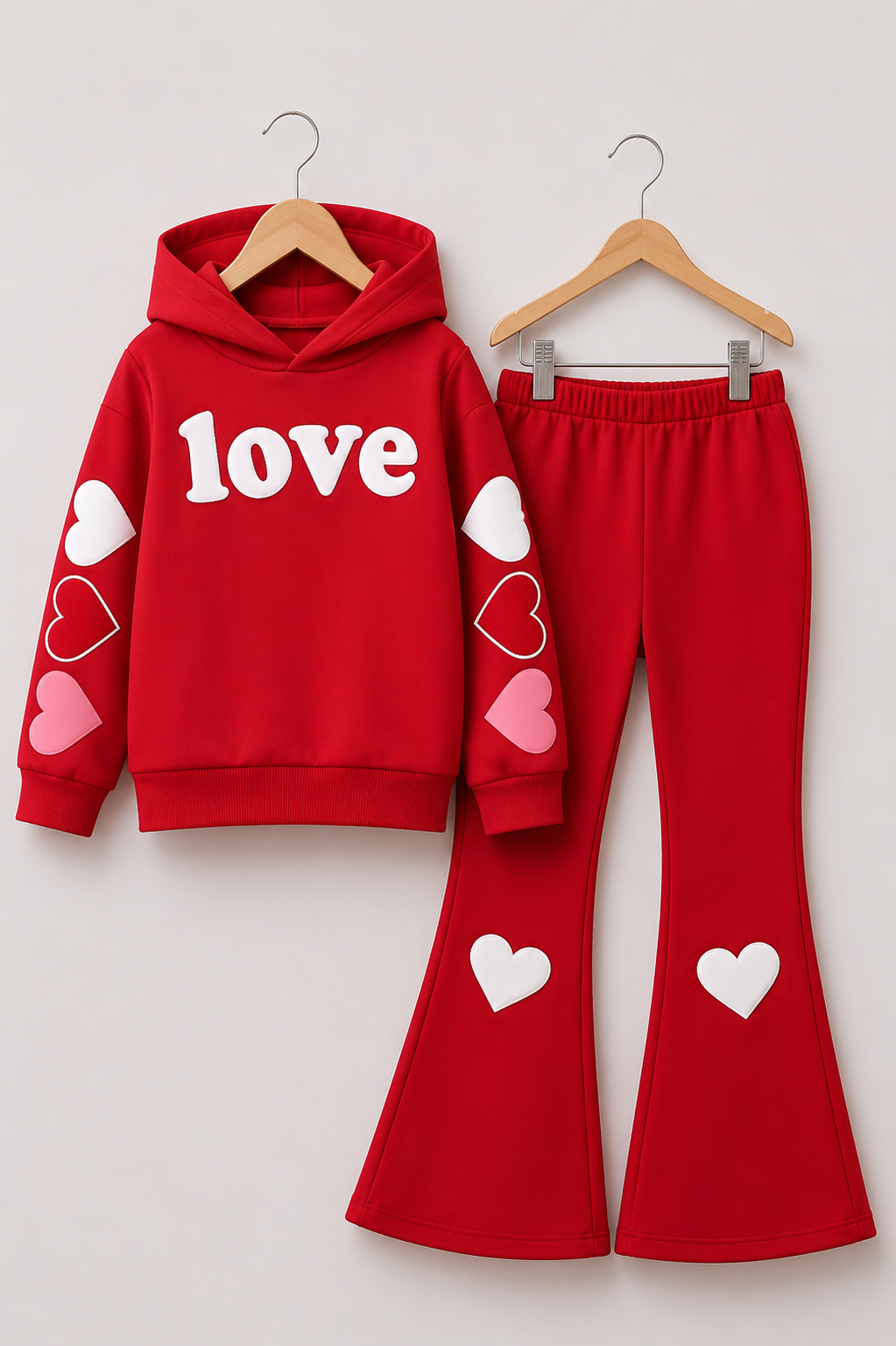 RED LOVE WIDE LEG FLEECE PAIR