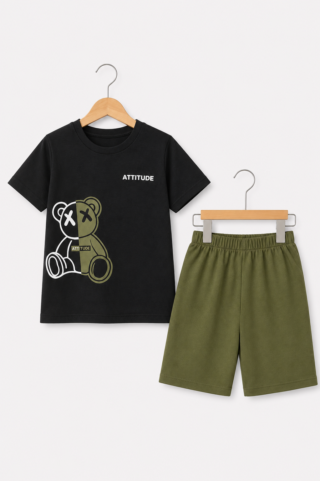 OLIVE TEDDY SHORT SET