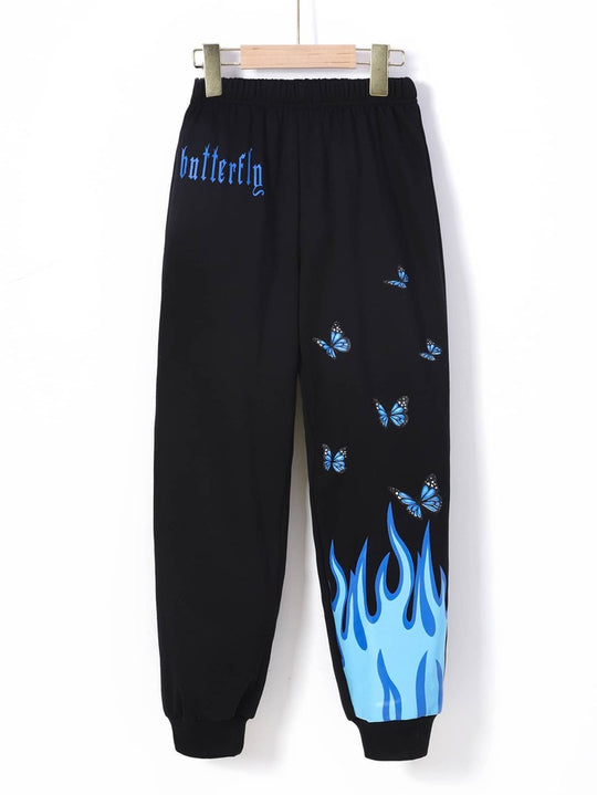 BLACK BUTTERFLY FLEECE TROUSER