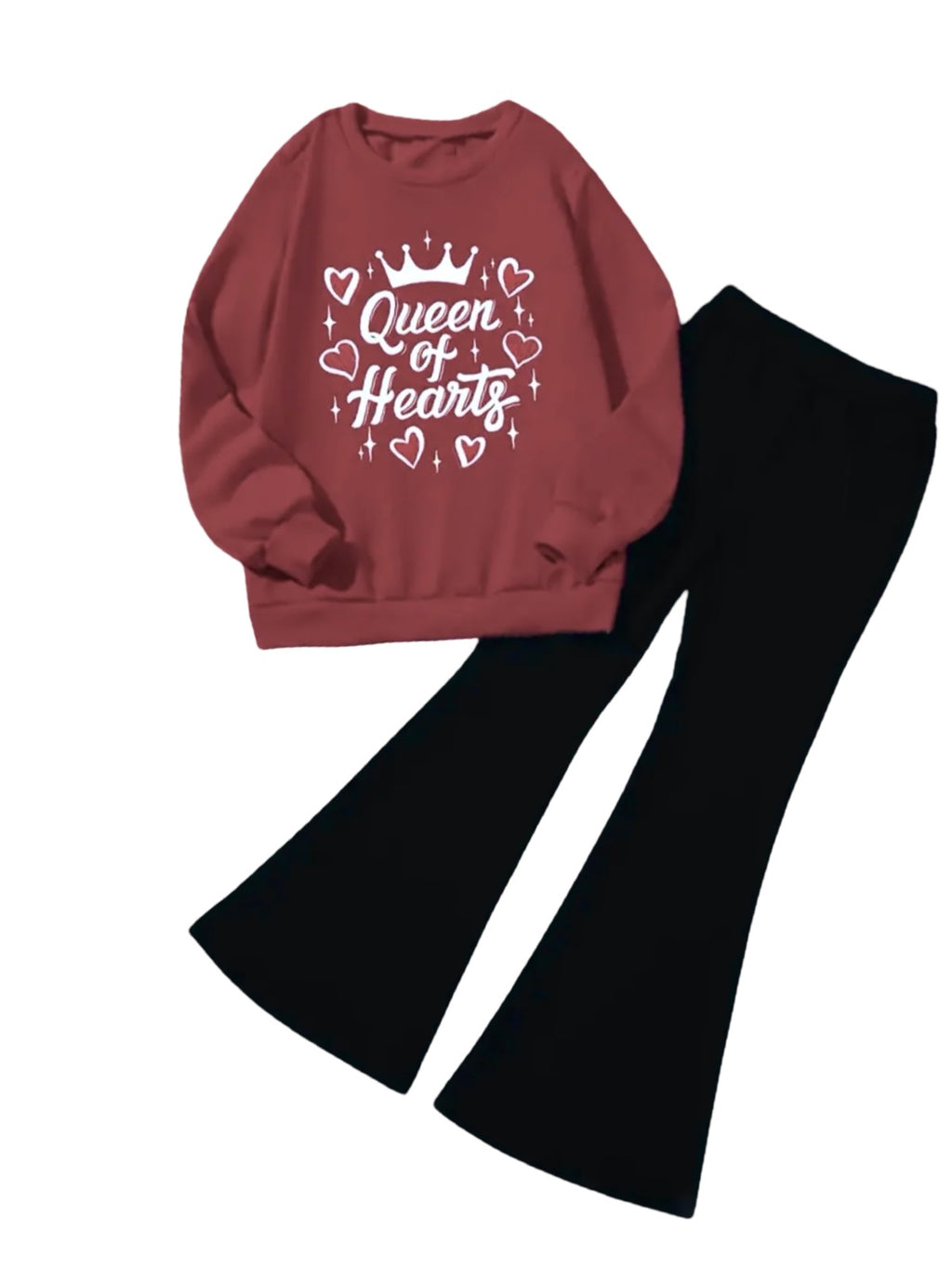 QUEEN OF HEARTS WIDE LEG FLEECE PAIR