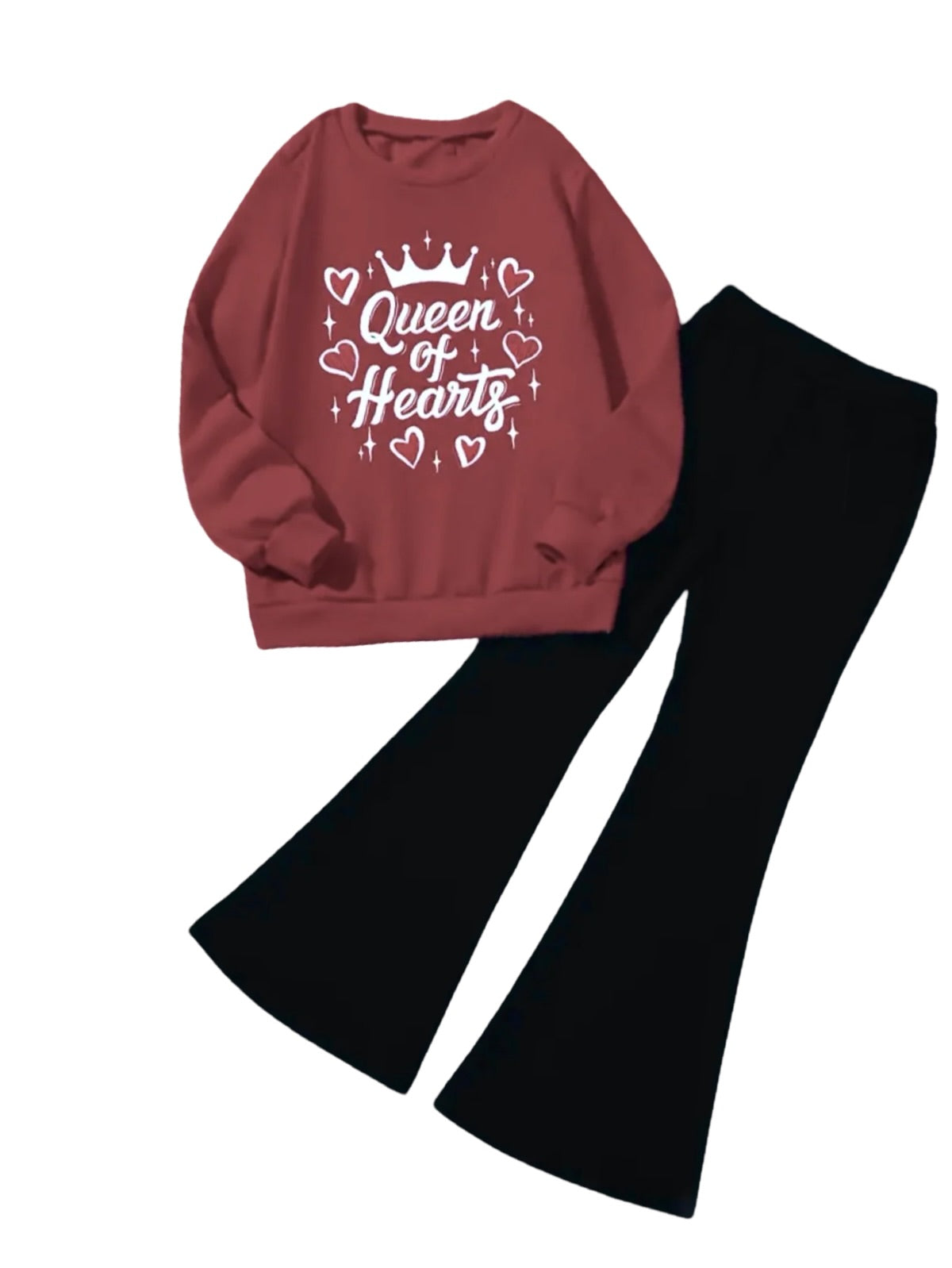 QUEEN OF HEARTS WIDE LEG FLEECE PAIR