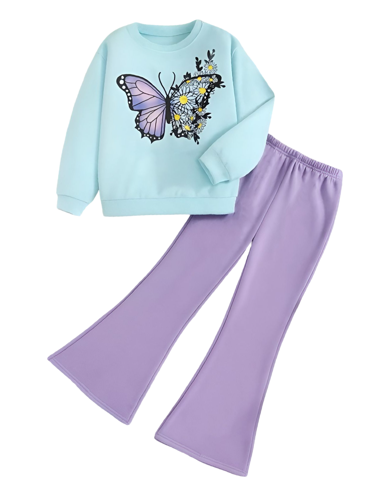 COLORFUL BUTTERFLY WIDE LEG FLEECE PAIR