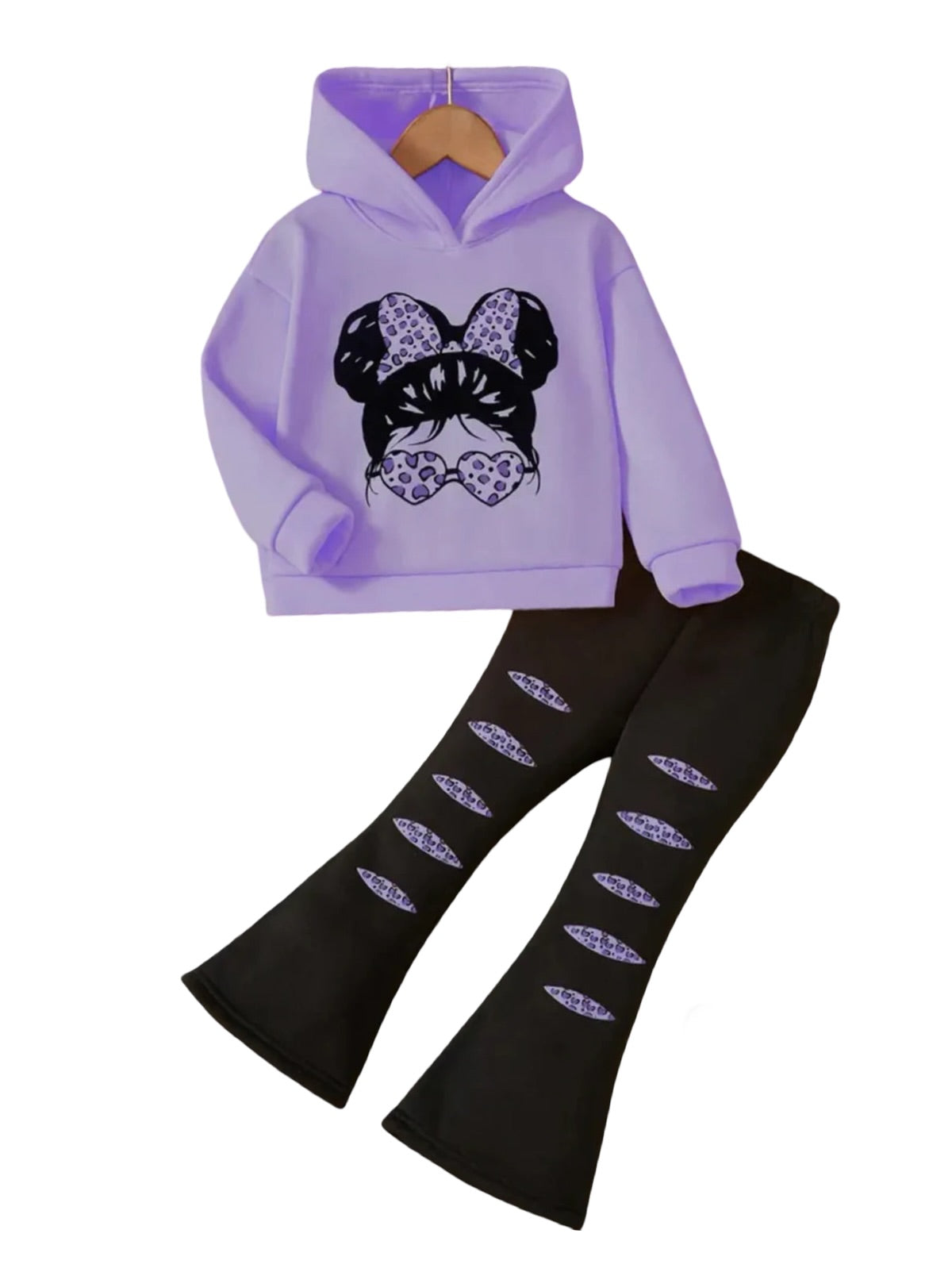PURPLE GIRL WIDE LEG FLEECE PAIR