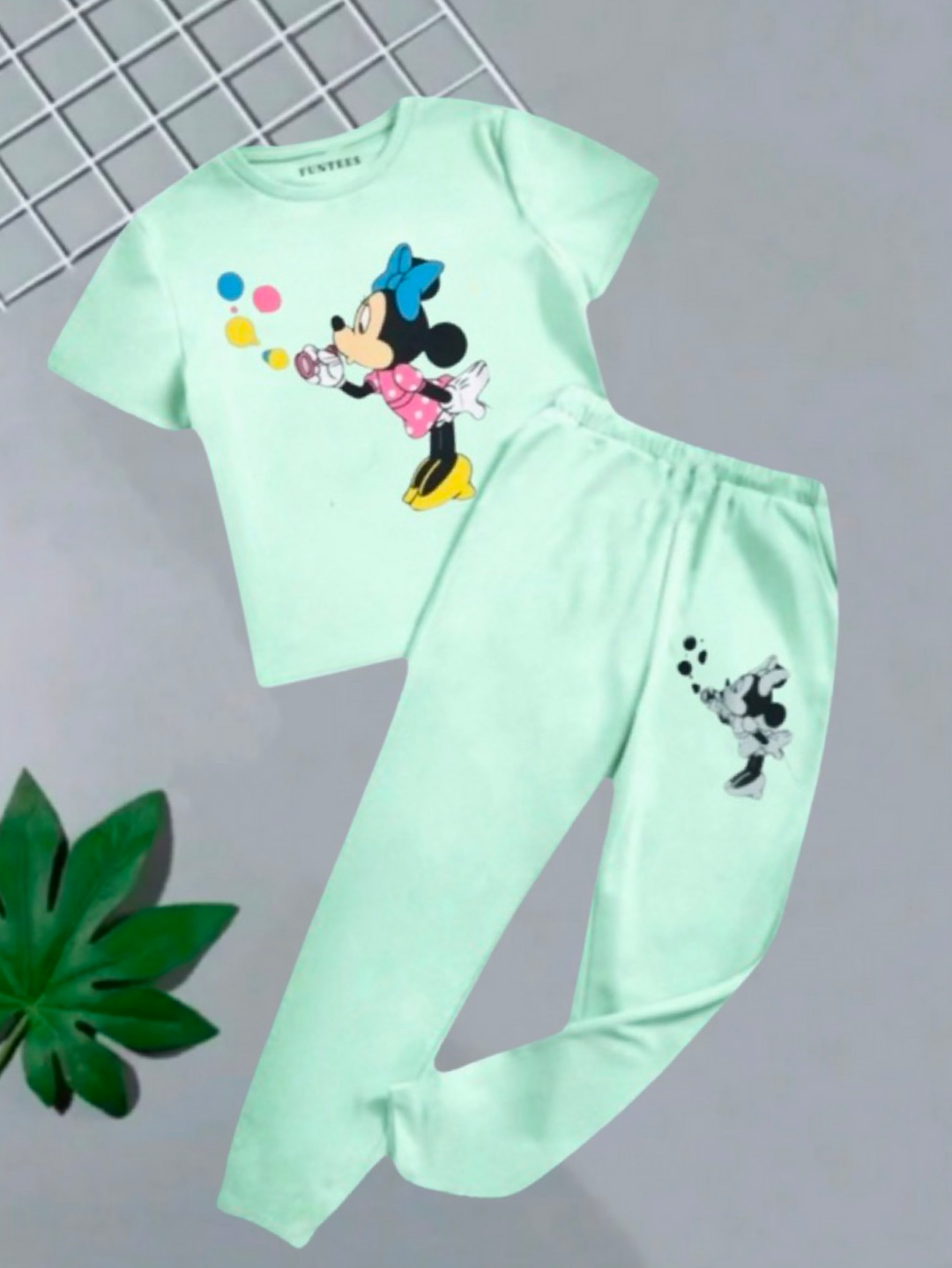 GREEN MINNIE MOUSE TROUSER SET