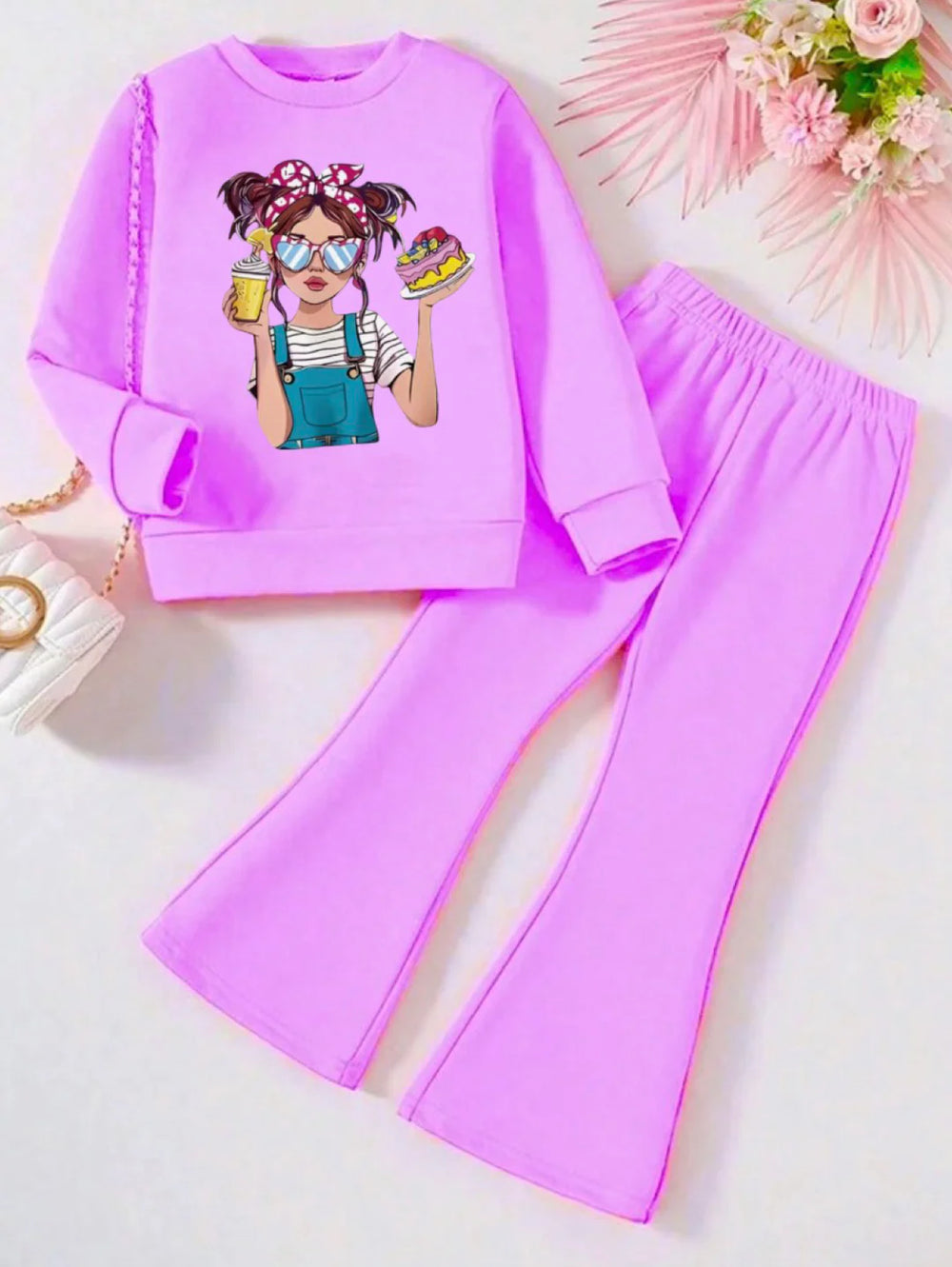PURPLE DOLL WIDE LEG FLEECE PAIR
