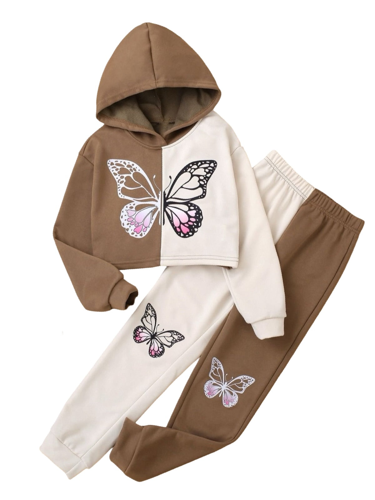 BROWN BUTTERFLY FLEECE PAIR