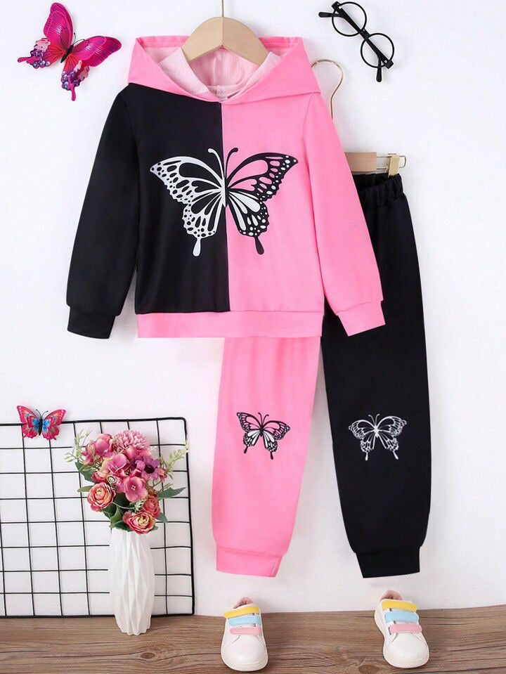 PINK BLACK BUTTERFLY FLEECE PAIR