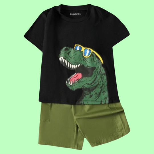 DINOSAUR GREEN SHORT SET