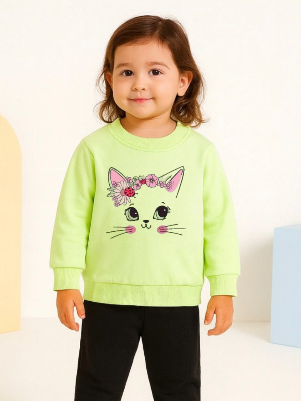 GREEN CAT FLEECE SWEATSHIRT
