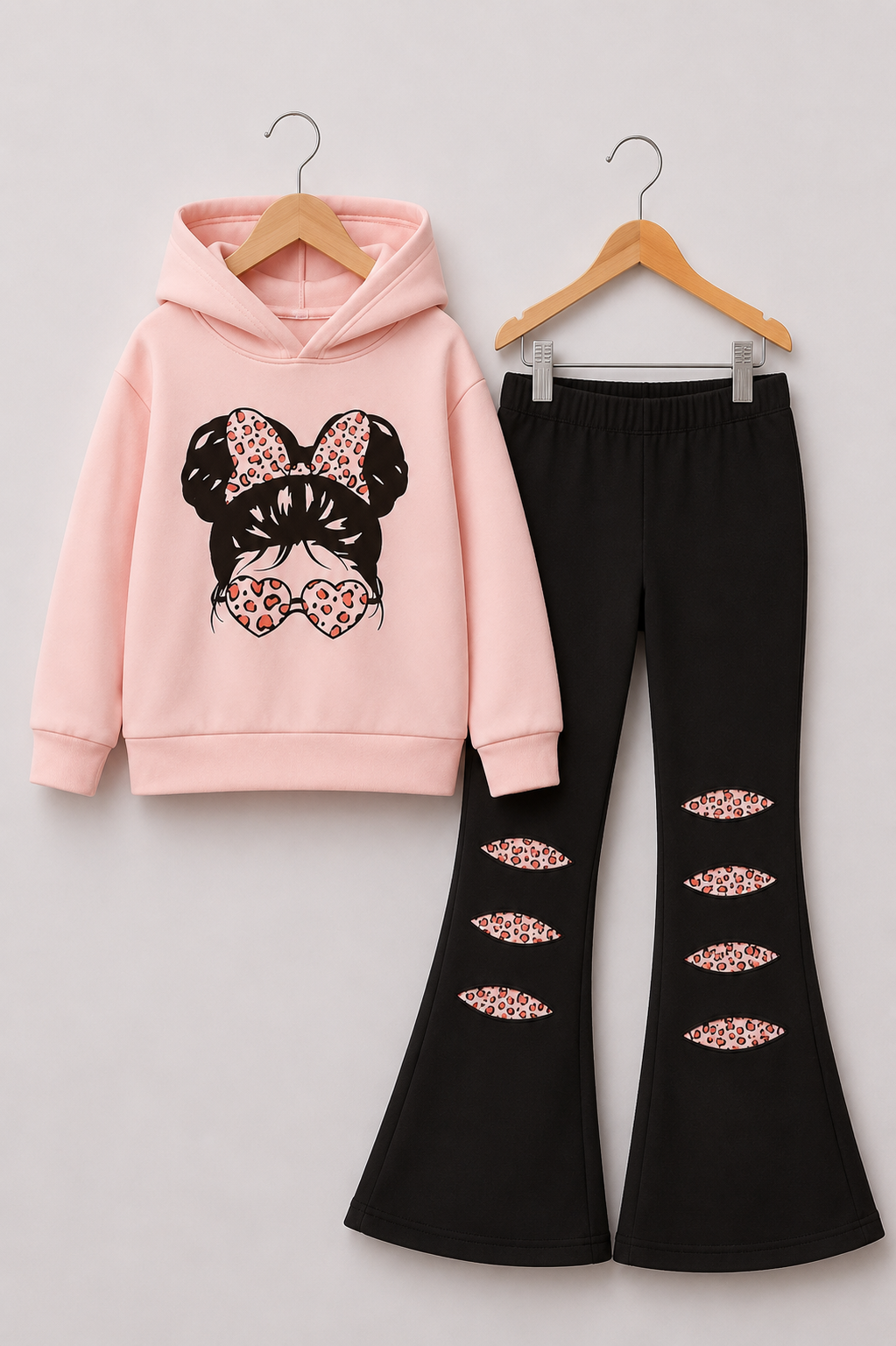 LIGHT PEACH GIRL WIDE LEG FLEECE PAIR