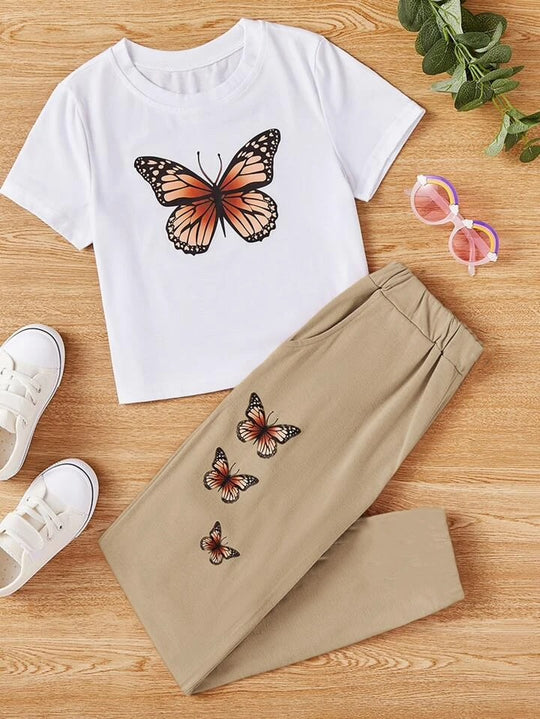 WHITE BUTTERFLY SUMMER TROUSER SET