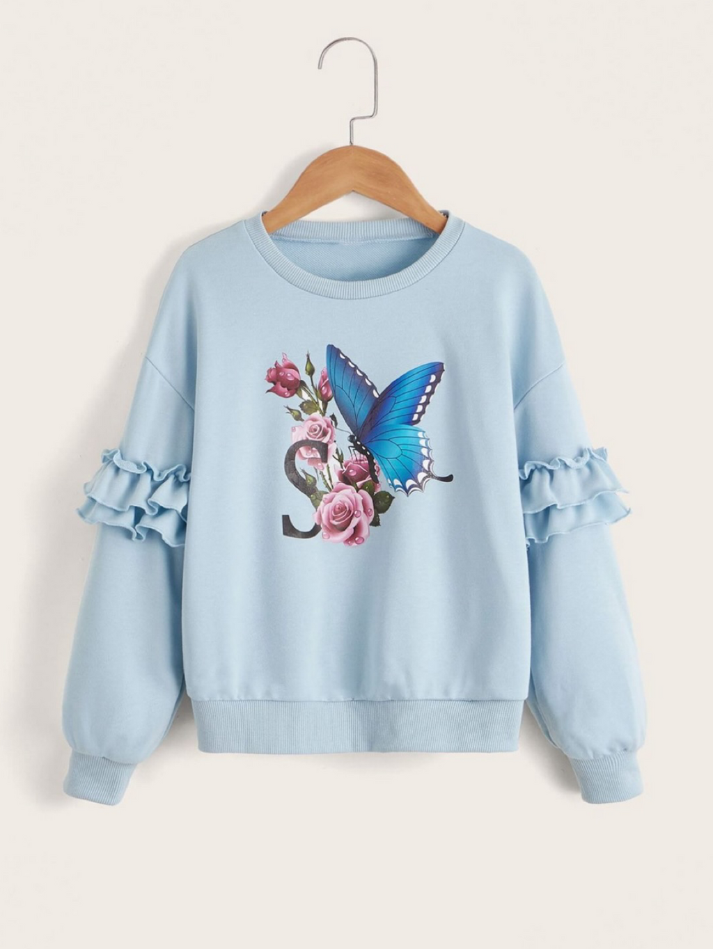BUTTERFLY FLEECE FRIL SWEATSHIRT