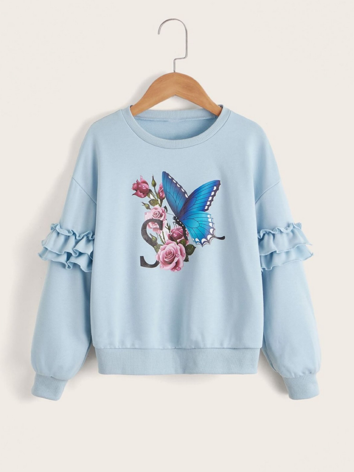 BUTTERFLY FLEECE FRIL SWEATSHIRT