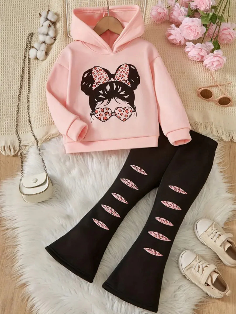 LIGHT PEACH GIRL WIDE LEG FLEECE PAIR